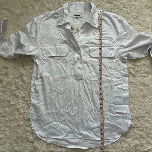 Madewell Top Utility Long-Sleeve Popover Shirt Pockets White S NWT New - Picture 11 of 12